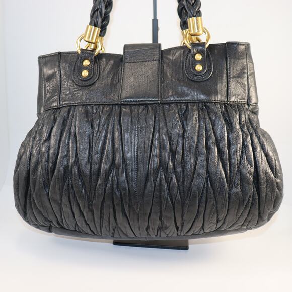 Steven by Steve Madden Black Satchel w/ Gold Hardware & Braided Straps - Picture 2 of 8